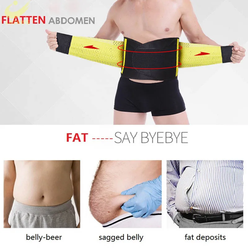 LAZAWG Mens Slimming Belt Waist Trainer Trimmer  Body Shaper Control Belly Corset Fitness Burner Workout Weight Loss Cincher