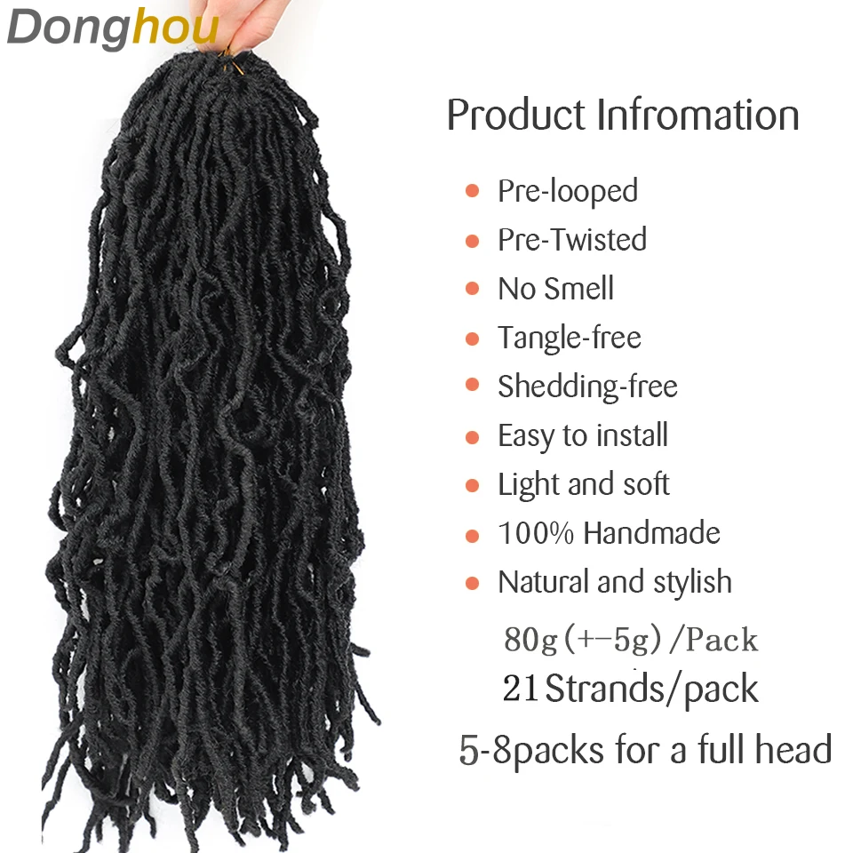 New Faux Locs Crochet Hair 18 inch Goddess Soft Locs Crochet Hair for Black Women Pre-Looped Crochet Braids 1-9 packs 21 Strands