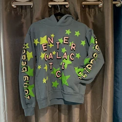 Streetwear Reflective Galactic Hoodie Fluorescent Green Stars Pullover