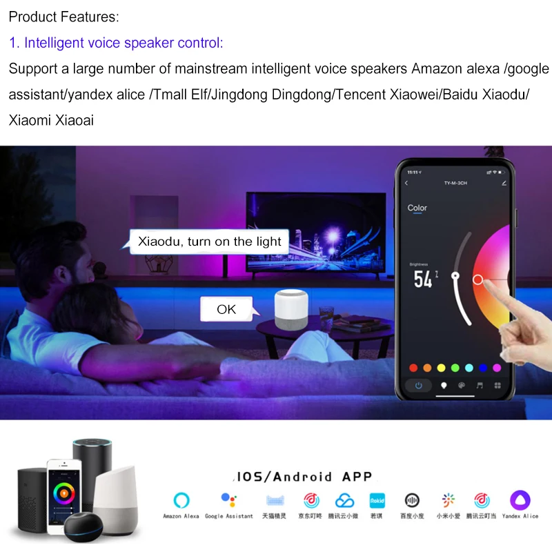 New Tuya Smart Life 24 Key RF Remote Controller APP 12-24V Wifi RGB LED Light Strip Wireless Dimmer Smart Home with Alexa Google