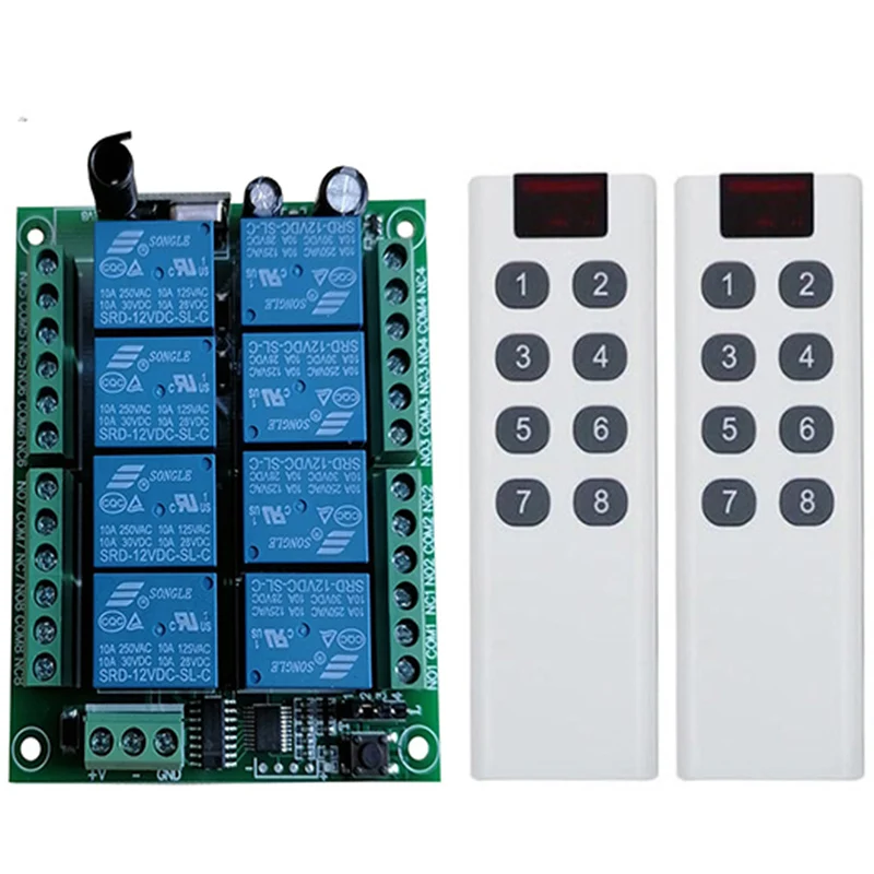 DC 12V 24V 8 CH Channels 8CH RF Wireless Remote Control Switch Remote Control System receiver transmitter 8CH Relay 315/433 MHz
