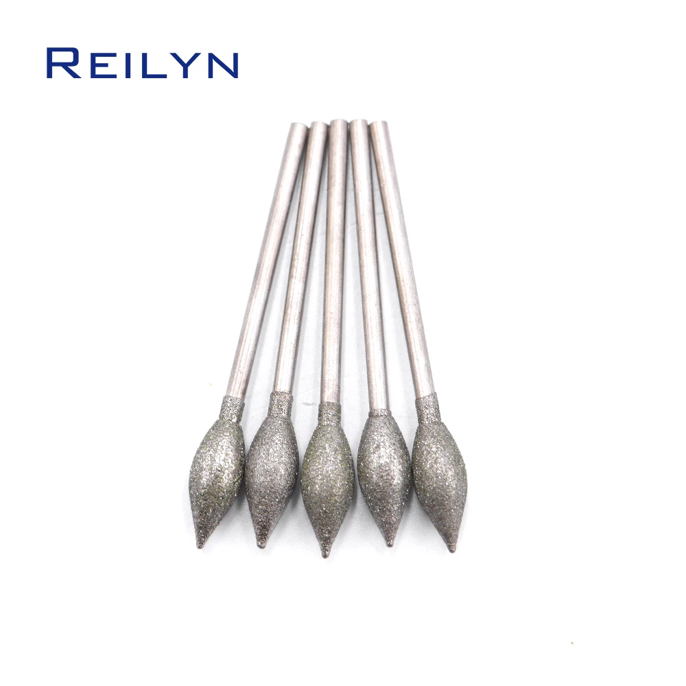 2.35mm Shank Fine Grade Candle Light Bits Bulb Diamond Abrasive Bits Teeth Grinding Burr Abrasives for Jade Stone Polishing