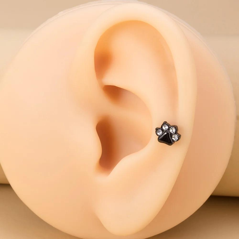 1PC Clear CZ Paw Labret Lip Stud Monroe Medusa Piercing Women 16G Stainless Steel Toe Helix Earrings Cartilage Tragus Piercing