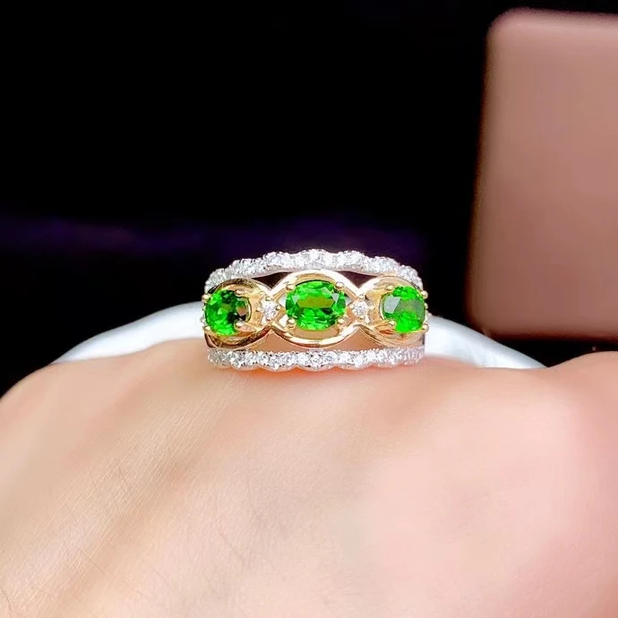مجوهرات فاخرة من KJJEAXCMY مصنوعة من الفضة الإسترليني عيار 925 مرصعة بالديوبسيد الطبيعي للنساء خاتم جوهرة رائع قابل للتعديل يدعم الكشف #5