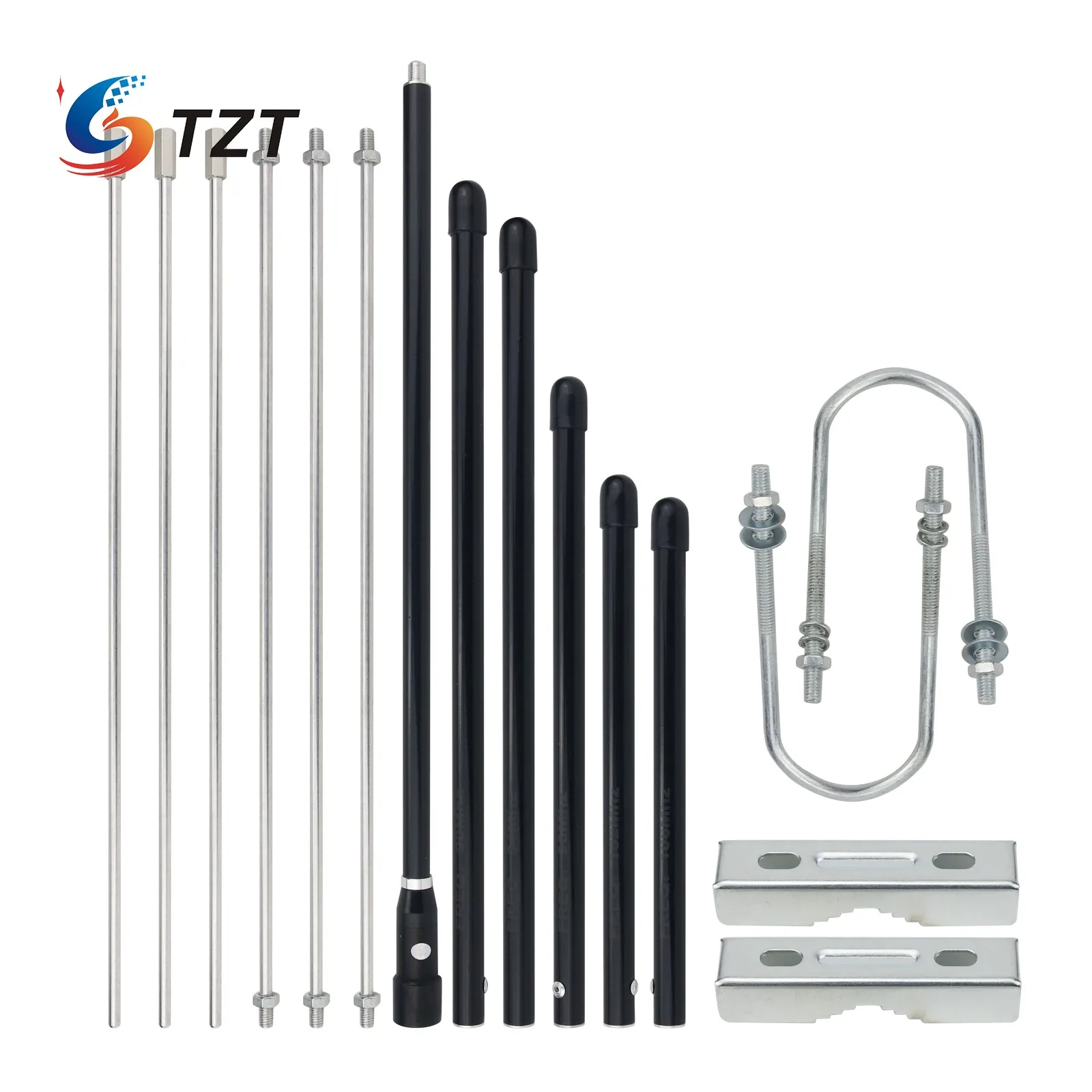 

TZT 1/4 Wavelength GP2 Antenna w/ 8m/15m Feeder 100W Power 87-108MHz 3dB Gain for FM Transmitter Radio