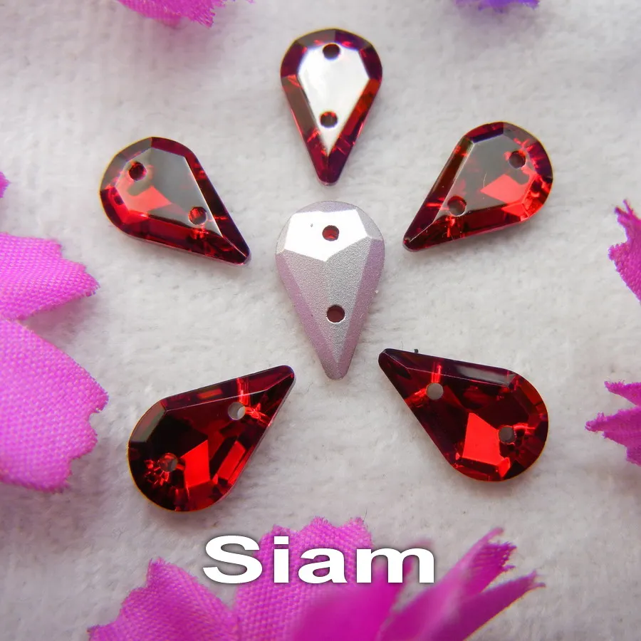 Glaskristall, zwei Löcher, 8*13mm, 50 Stück/Beutel, schöne Farbmischung, schlanke Tropfenform, aufnähbare Strassperlen für Kleidung, Schuhe, DIY. – Detail 5