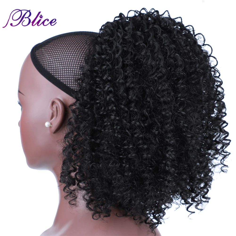 Blice Afro Kinky Drawstring Ponytail clip In Warp Ponytail Hair Extension With Two Combs Synthetic Bun Hair Pieces