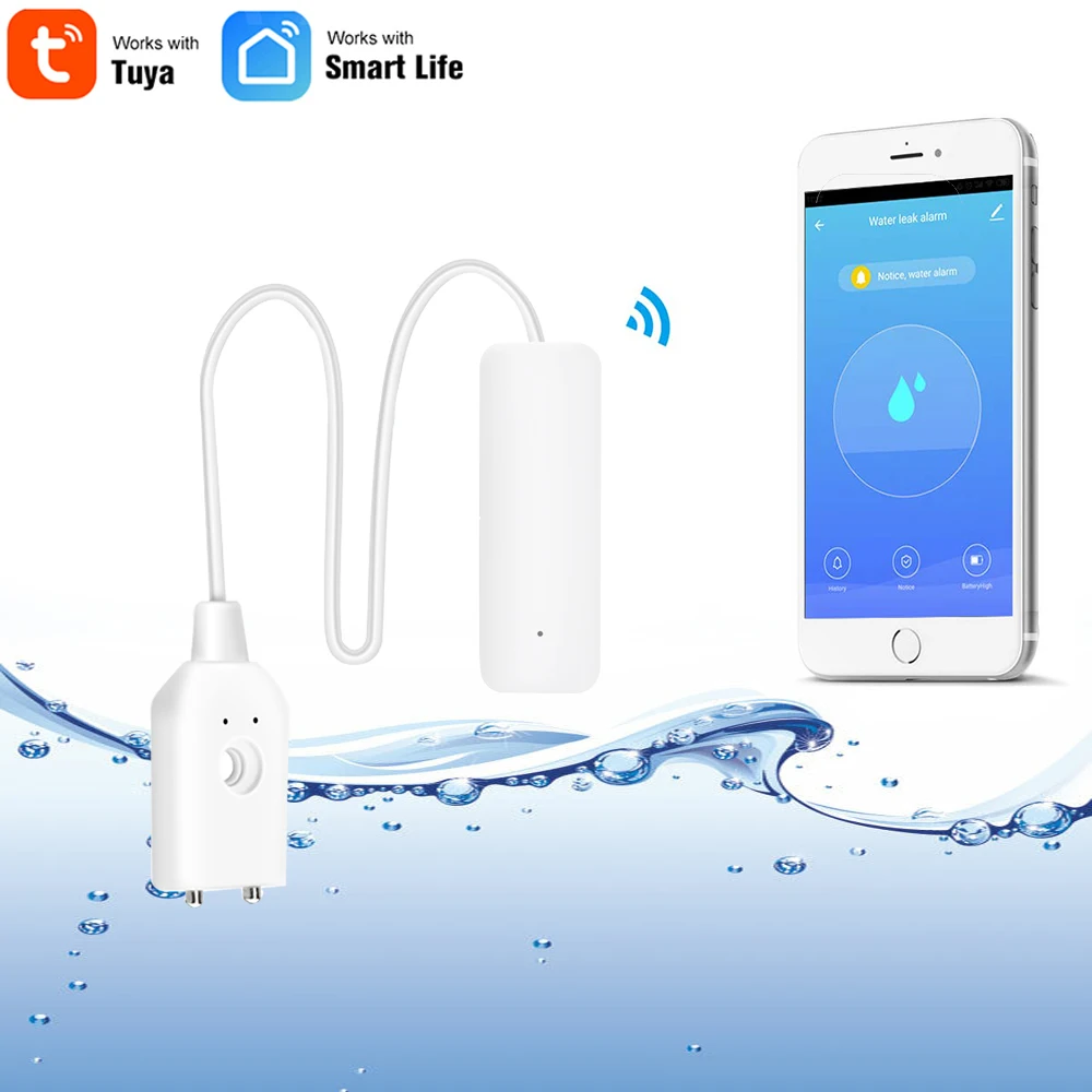 WIFI Water Leak Sensor Flood Leakage Level Alarm Detector Tank Overflow Protection Tuya Smart Life App Home House Remote Control