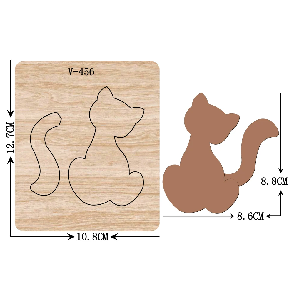 Wooden Cat Cutting Dies for Scrapbooking, New, Multiple Sizes, V-456