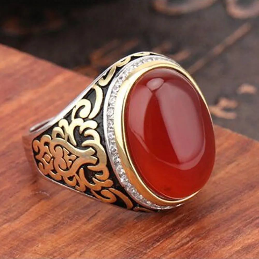 BOCAI New exquisite dignified hollow carved turquoise unisex s925 pure silver men ring