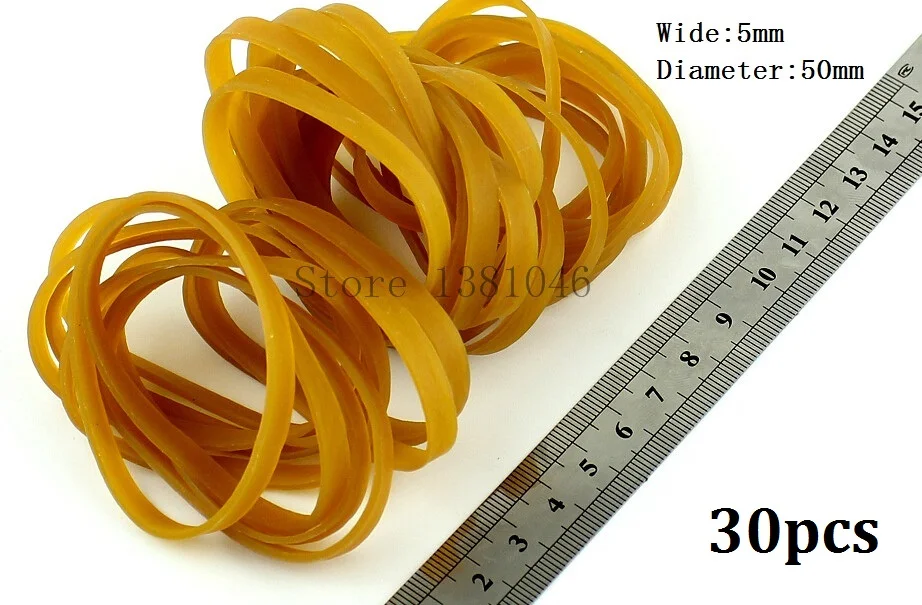 30 Pieces Wide 5mm Brown Elastic Rubber Bands For Parcel Packing Package Office Supply