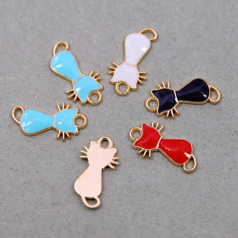 10pcs 21*11mm Enamel Mini Cat Charms DIY for Necklaces Pendants Earrings Cute Animal Charms Handmade Jewelry Making Accessories