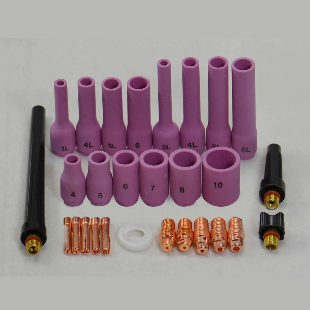 

TIG Collet Body Alumina nozzle Back Cap Fit TIG Welding Torch SR WP9 20 25 28PK