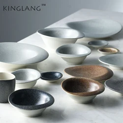 KINGLANG Nordic  commercial ceramic irregular plate household tableware individual platter flat plate pasta bowl rice sauce dish