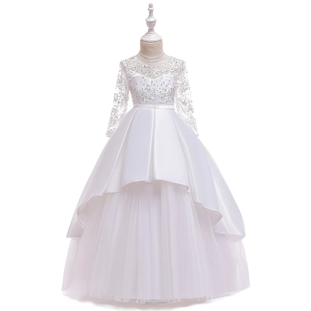 Elegant Flower Girl Dresses Long Kids Clothes For Weddings First Communion Dresses Pageant Gowns