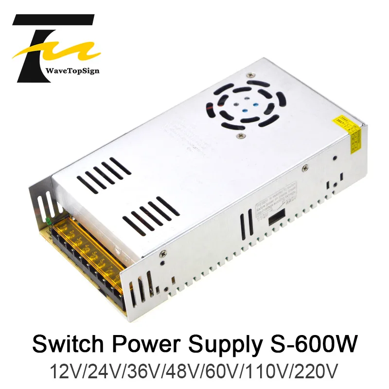 

Регулируемый импульсный источник питания WaveTopSign, переменный ток 220-0-48 В, 600 Вт, 12 В, 36 В, 48 В, 60 в, 110 В, 220 В