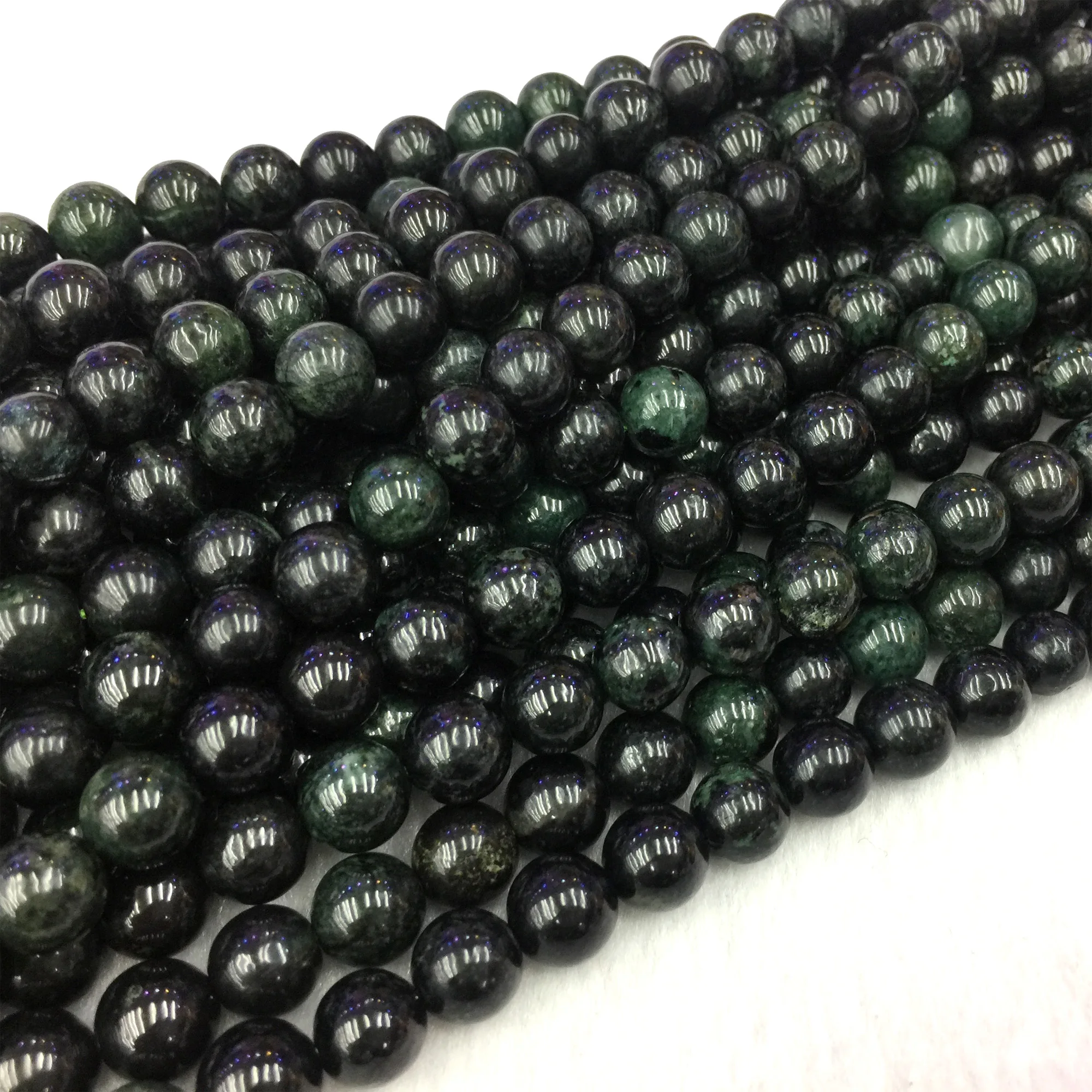 Natural Genuine Black Green Jade Round Jewellery Loose Ball Beads 6-10mm 15