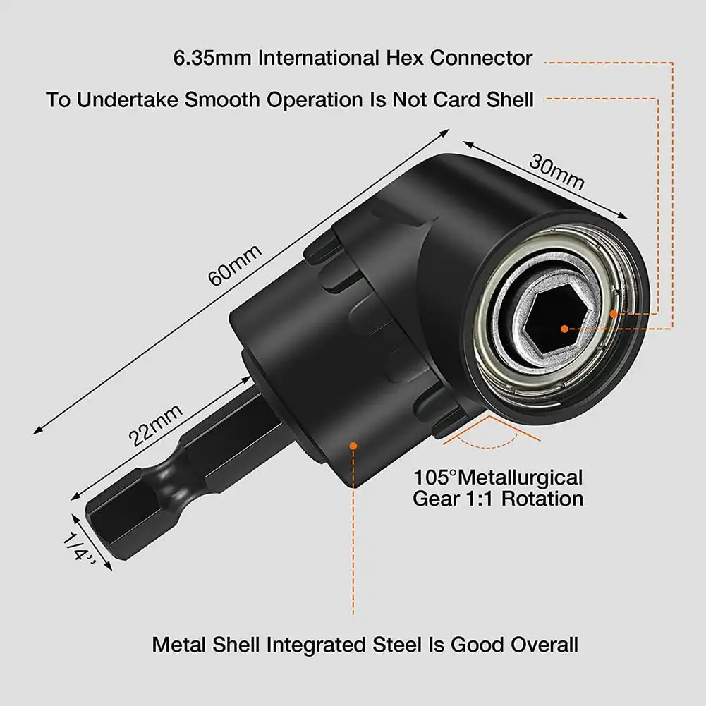 Đa Năng Tác Động Cao Cấp Ổ Cắm Adapter Góc 105 Độ Khoan/360 Độ Chuôi Lục Giác Lái Xe Hơi Dụng Cụ Vặn Vít Phụ Kiện