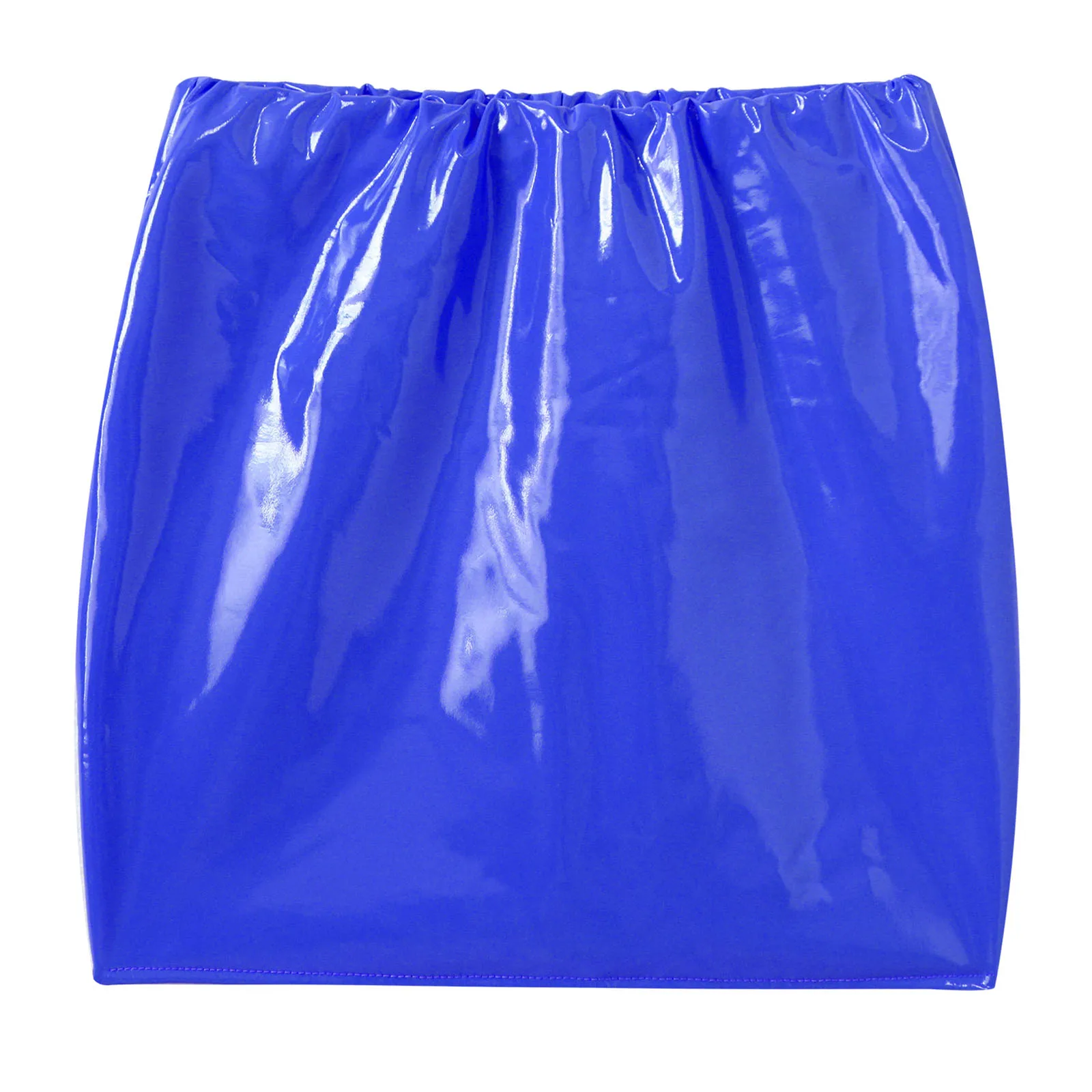 Sexy Women Glossy Latex Skirt Patent Leather Miniskirt Wet Look Clubwear Rave Prom Music Festival Elastic Waistband Pencil Skirt
