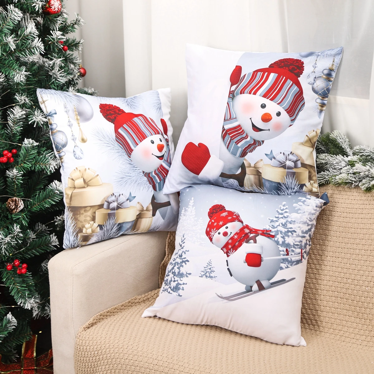 Merry Christmas Cushion Cover Christmas Decorations for Home 2023 Christmas Ornaments Xmas Navidad Gifts Happy New Year 2024