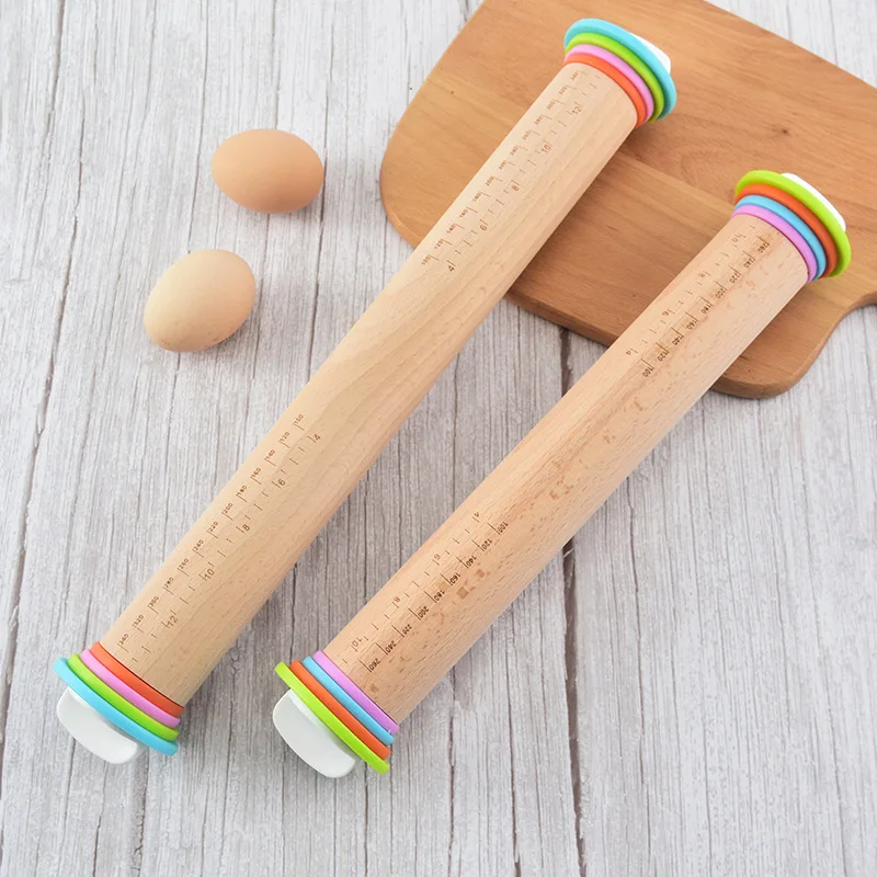 

TEENRA-Adjustable Wooden Rolling Pin for Fondant, Adjustable Rolling Pins, Dough Cake Roller Wood Pin for Fondant Cake Tools