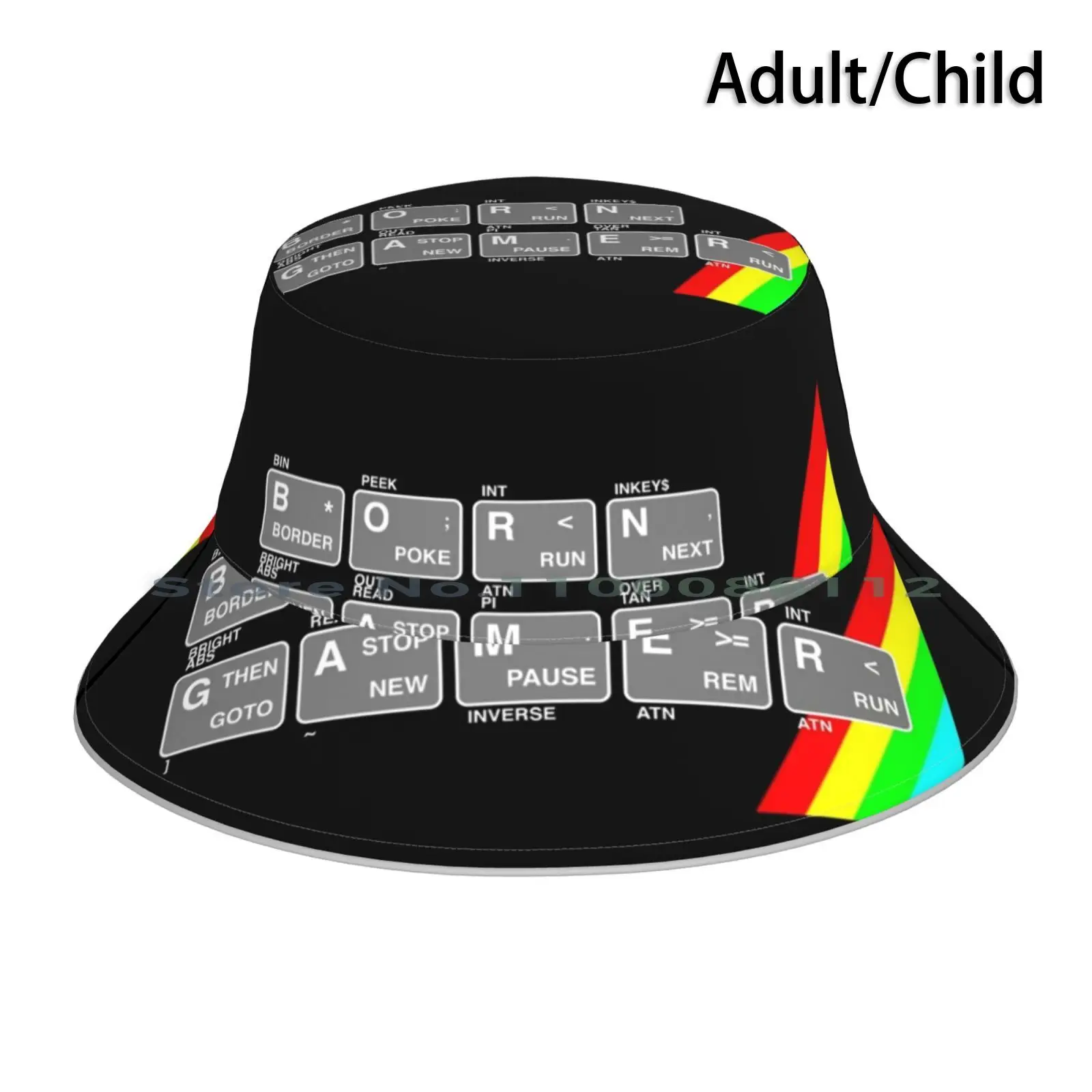 Born Gamer Bucket Hat Sun Cap Born Gamer 80s Retro Vintage Computer Games Spectrum Zx Pc Foldable Outdoor Fisherman Hat