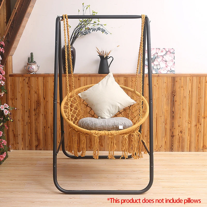 Cotton Rope Hanging Chair For Adults And Children Round Household Swing Hammock Nordic Style Indoor Hanging Chair With Stand