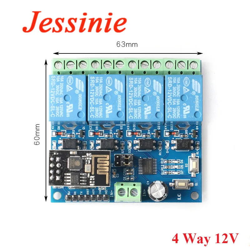 Moduł przekaźnikowy WiFi ESP8266 ESP-01 5V 12V 1 2 4-kanałowy Inteligentny Dom Zdalne Sterowanie Przełącznikiem Moduł Bezprzewodowy WiFi ESP01 Sterowanie przez Aplikację w Telefonie — zdjęcie 7