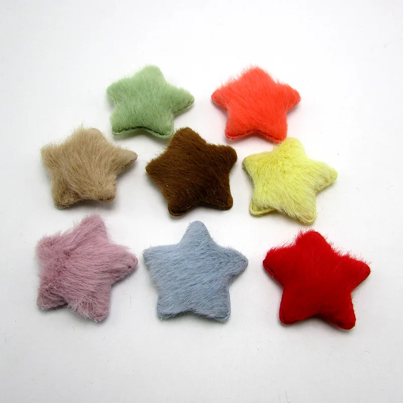 32pcs/lot 4.6cm Soft Plush Patches Star Appliques for Woolen Slippers Decor DIY Hair Clips Headdress