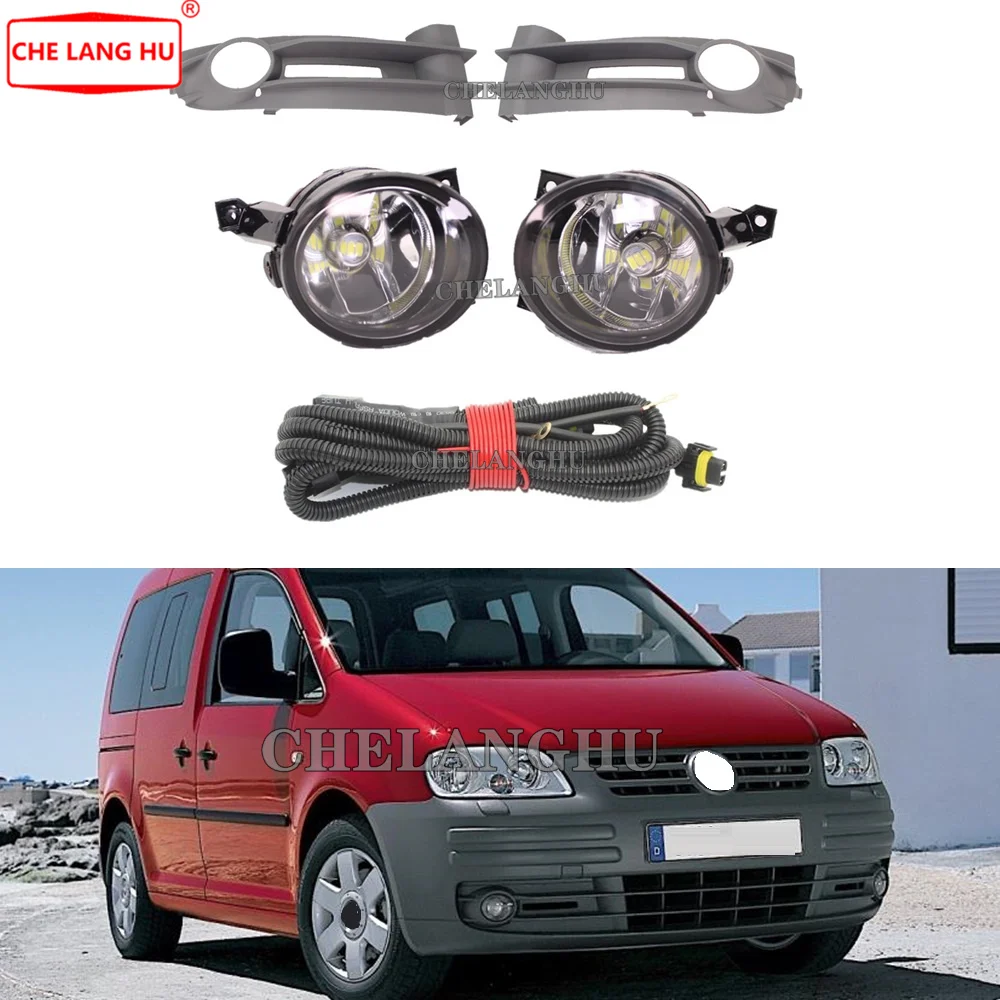 

LED Car Light For VW Caddy 2009 2010 2011 Car-styling Front LED Fog Lamp Fog Light + Fog Lamp Grille Cover + Wire