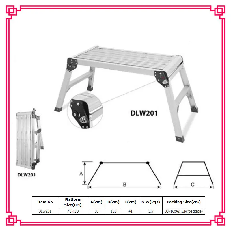 108x50x41cm Aluminum Alloy Car Wash Workbench Foldable Footstool Construction Renovation Workbench Maintenance Climbing Ladder