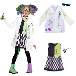 3-14Y Children Cosplay Mad Scientist Costume For Kids Boys Girls Halloween Carnival Party Stage Performance Clothes C50C97
