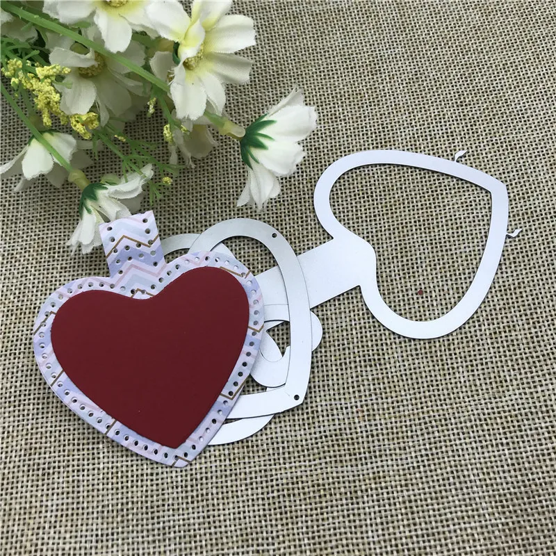 Die Cut Metal Cutting die keychain shaker Heart Paper Key Chain Scrapbook Paper Craft Card Punch Art Knife Cutter