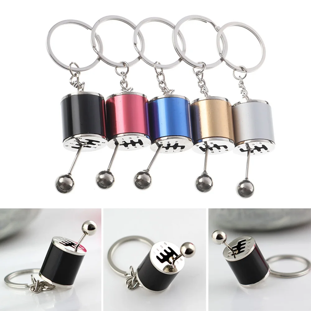 5 Colors Keyring Turbo Keychains Gear Head Key Chain Wave Box Six Speed Manual Gearbox Transmission Shift Fidget Toy Keychain