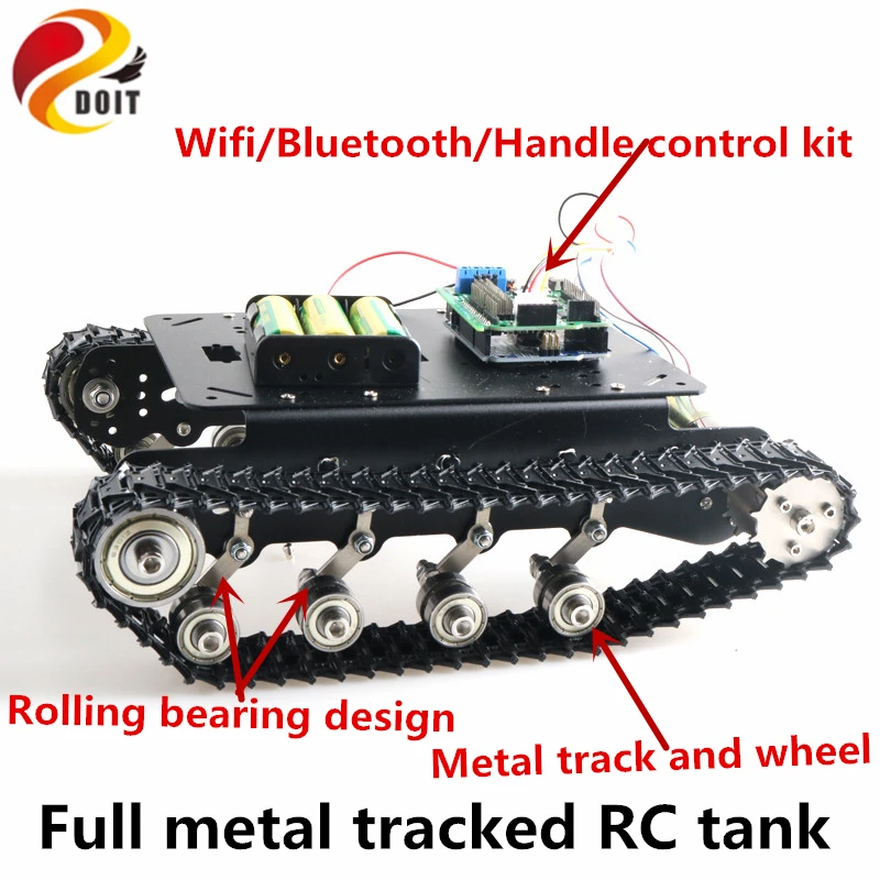 SZDOIT Wifi/Bluetooth/Handle Control Metal Tracked Tank Chassis Kit Shock Absorbing Crawler RC Robot 8KG Load DIY For Arduino