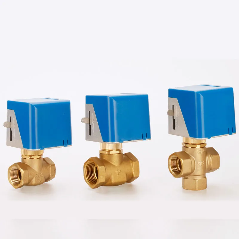 

2 way 3 way Vertical type motor operation brass electric ball valve 16bar series 1/2" 3/4" 1" Fan coil valve AC220V