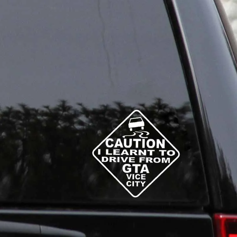ملصق سيارة الحذر تعلمت لدفع من GTA نائب مدينة السيارات الدراجات النارية الملحقات الخارجية شارات الفينيل لشركة فولكس فاجن GTI
