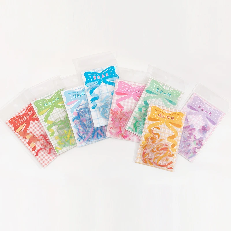 40Pcs/pack Heart Ribbon Series Stickers Hand Account Scrapbooking Decorative Sticker Korean DIY Material Stickers Stationery