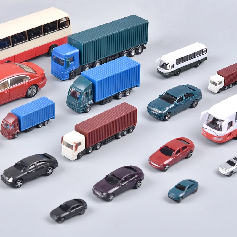 Miniature Car Bus Container Truck Street Model Diorama Transporter Lorry Vehicle Car wholesale 1:50 1:75 1:100 1:150 1:200 Scale