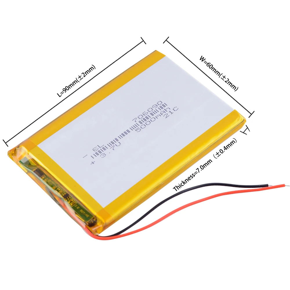 3.7V 706090 5000mAh Rechargeable Lithium Li-ion Polymer Battery for Tablet PC Portable 806090