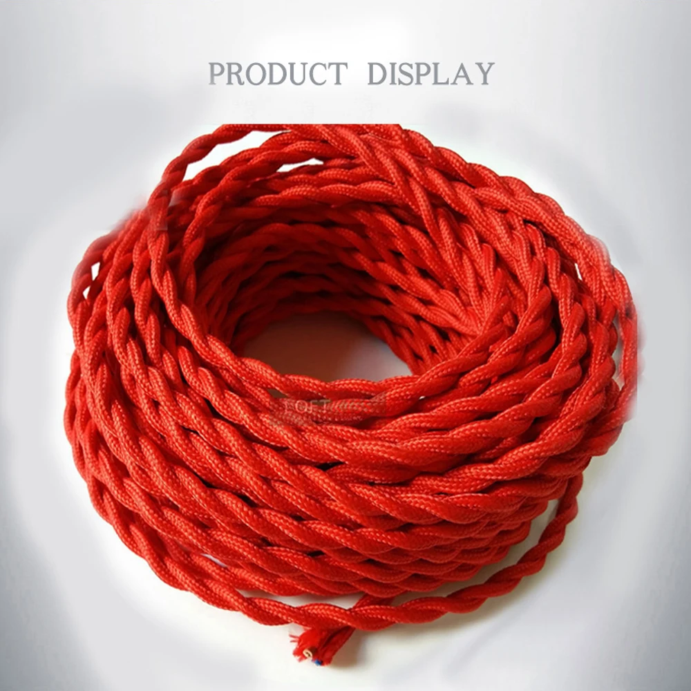 2 Core 3 Core 0.75mm Vintage Woven Textile Electrical Wire Retro Color Twist Braided Flex Power Cable Edison Electric Lamp Cord