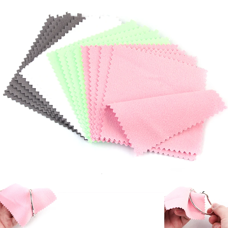 50Pcs/Lots Jewelry Cleaning Cloth 10*10cm Colorful Polishing Wipe Cloth Jewlery Making Supplies Jewelry Preservation Tool