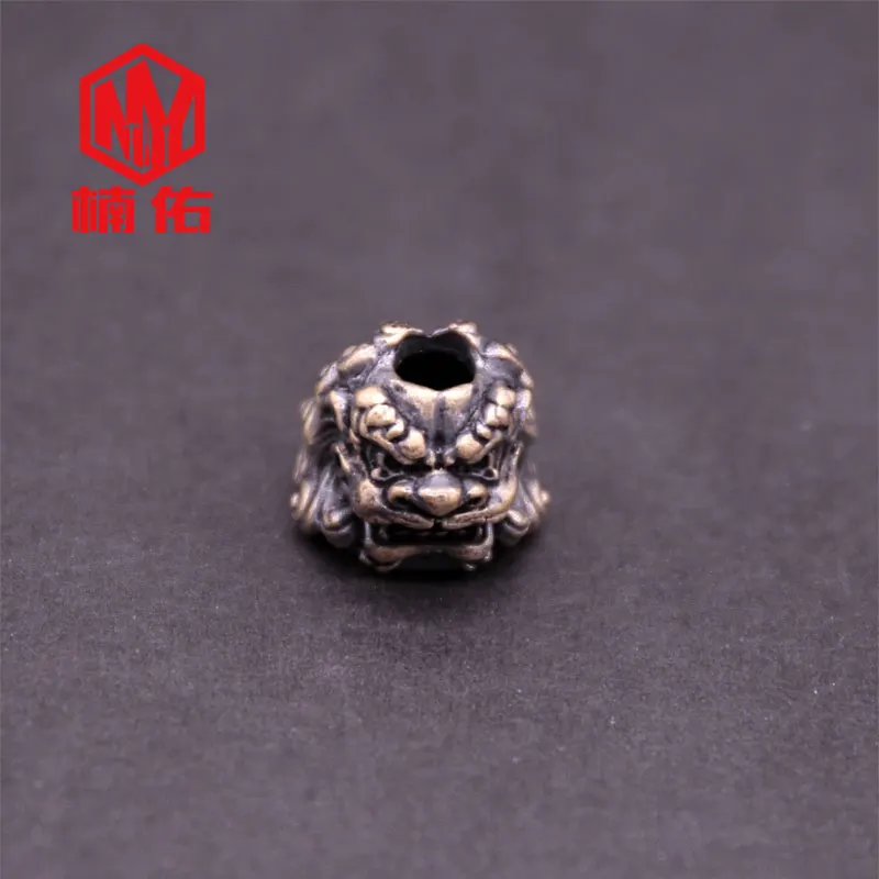 

1 PC EDC Tool Brass Chinese Style Lion Dance Paracord Knife Beads Keychain Paracord Bead