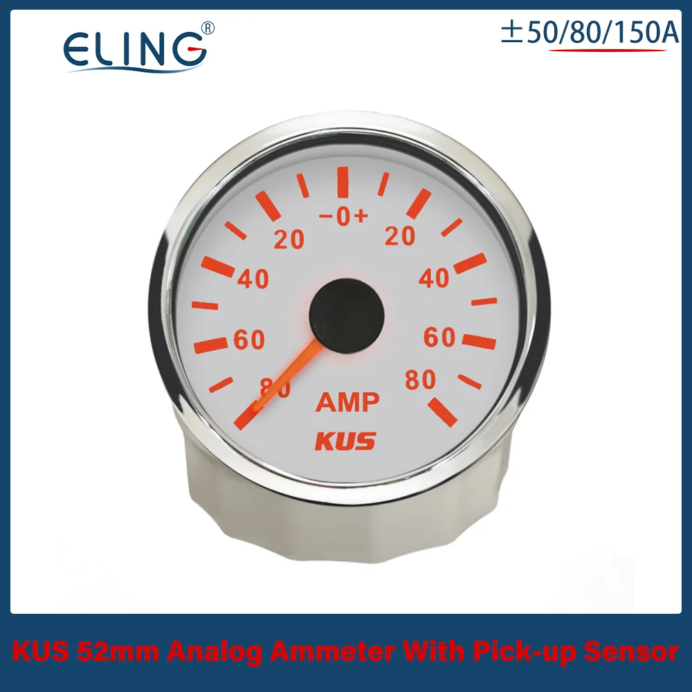 

KUS 52mm Universal Ampere Gauge Ammeter AMP Gauge 50A 80A 150A With Current Pick-up with Red/Yellow Backlight For Car Boat