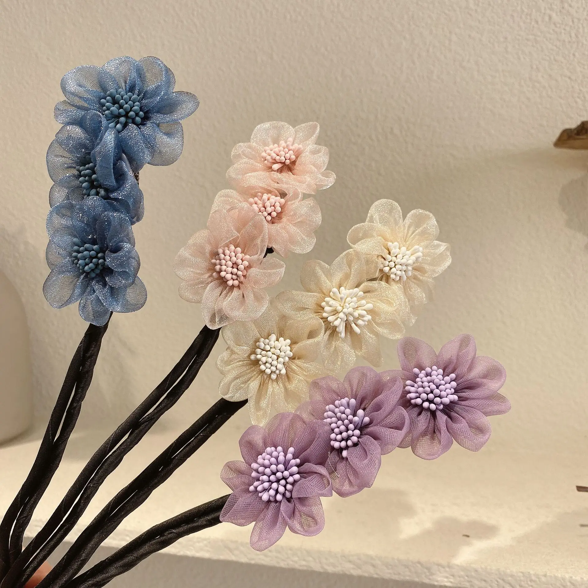 New Hair Clip Fashion Women Elegant Flower Hairpin Bun Maker Hair Tied Half Ball Pins Clips Hair Making Tool Hair Accessories