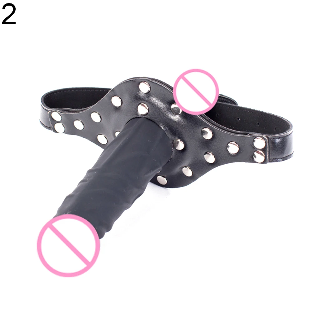 Silicone Penis Gag Mouth Bondage BDSM Dildo Plug Oral Erotic Sex Toys Adult Game Beautifully decorated metal buckle