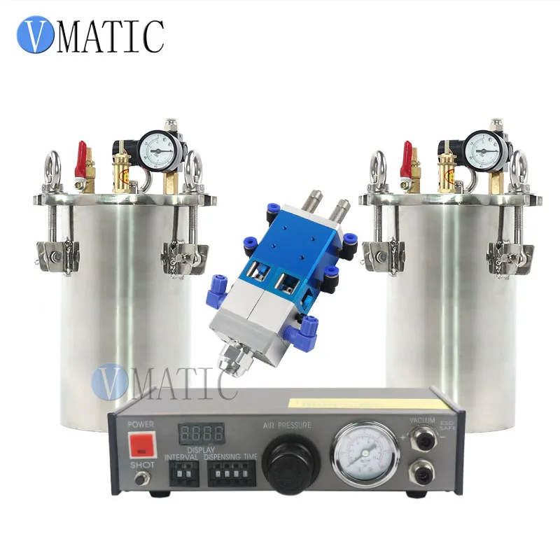 

Free Shipping Automatic Liquid Glue Dispenser Set Including Glue Dispensing Machine+Dual Valve Big Flow+2 Pcs 1L Pressure Tank