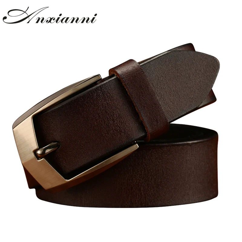 

Anxianni Men's Vintage Belt Pin Buckle cow genuine Leather Male Belts Gift Designer Belt Men Jeans Belt