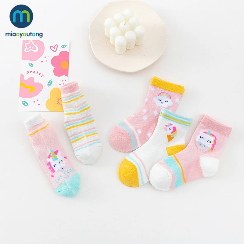 5 Pairs/Lot Unicorn Breathable Baby Boy Socks Summer Mesh Thin Baby Socks For Girls Cotton Socks For Children Kids Miaoyoutong