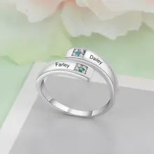 Personalized Women Birthstone Promise Rings #5